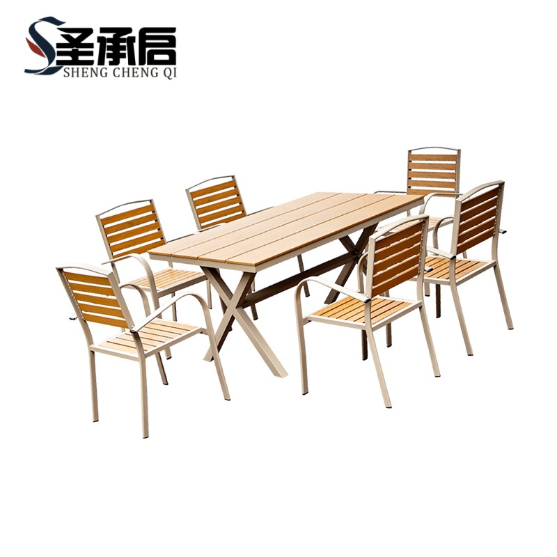 圣承启 塑木桌椅 1.5m+六椅 套高清大图