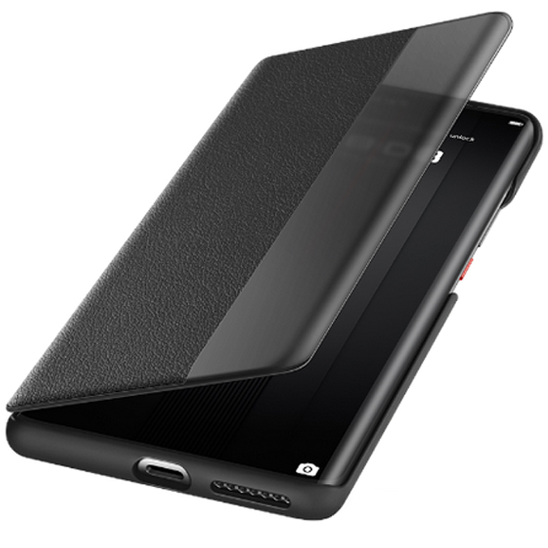 华为(HUAWEI) Mate40 RS保时捷设计智能视窗手机壳保护套防摔全包手机套商务皮夹皮套真皮(玄黑)