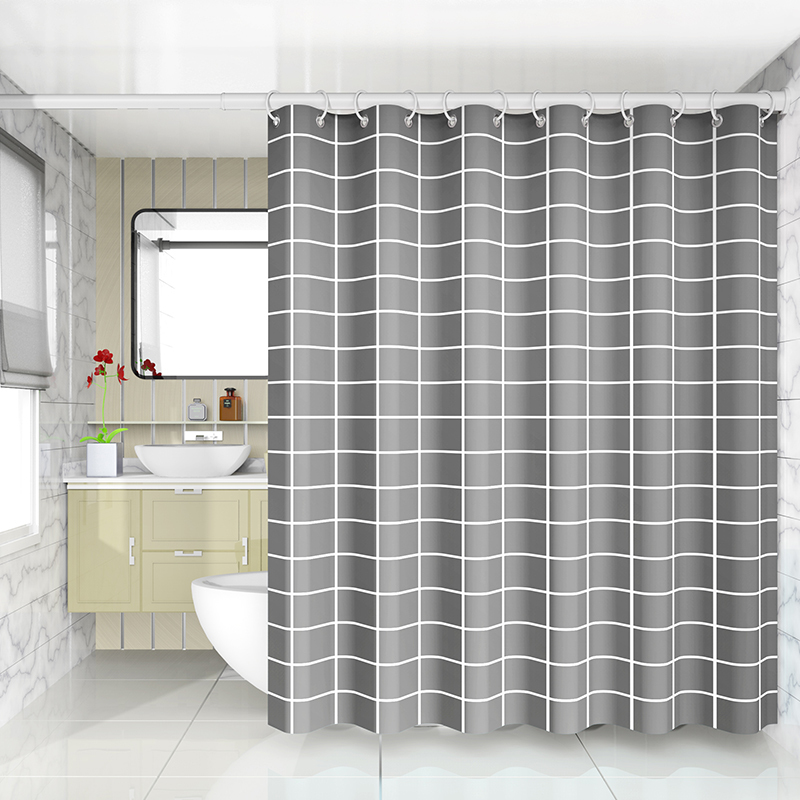 朗宅浴室浴帘隔断卫生间防霉套装免打孔门帘子挂帘高档防水布洗澡窗帘