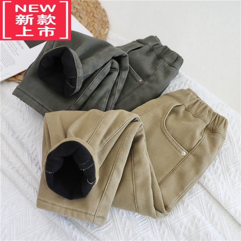 可莉允渺儿妈儿童加绒休闲裤2022新款冬季男童保暖一体绒裤子中大童长裤保暖裤图片