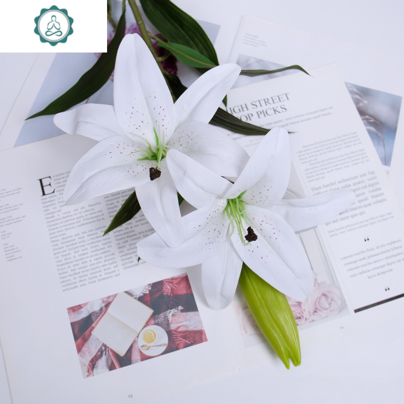 封后 Fenghou 装饰摆件封后 Fenghou 假花百合花仿真花单支客厅塑料餐桌装饰摆设摆件干花花束插30cm郁金香玻璃瓶 百合4头黄色 白 价格图片品牌报价 苏宁易购杰伦家居专营店