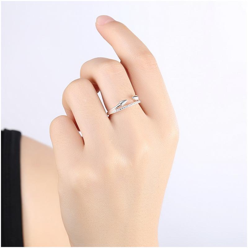 R095 Lady Silver Rings 戒指女925纯银简约日韩潮人开口单戒指环送女朋友七夕情人节礼物