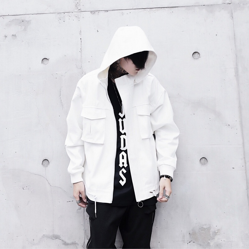 春秋男装新款夹克外套韩版学生潮棒球服日系休闲连帽时尚夹克衫