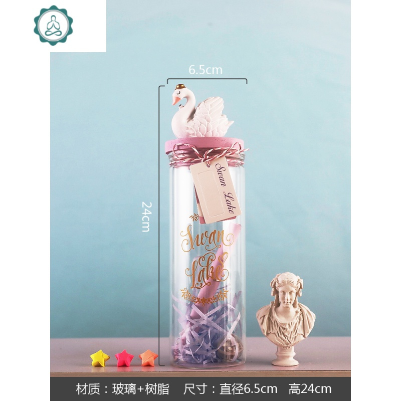 天鹅许愿瓶玻璃星星瓶心愿瓶带纸条透明夜光创意许愿瓶