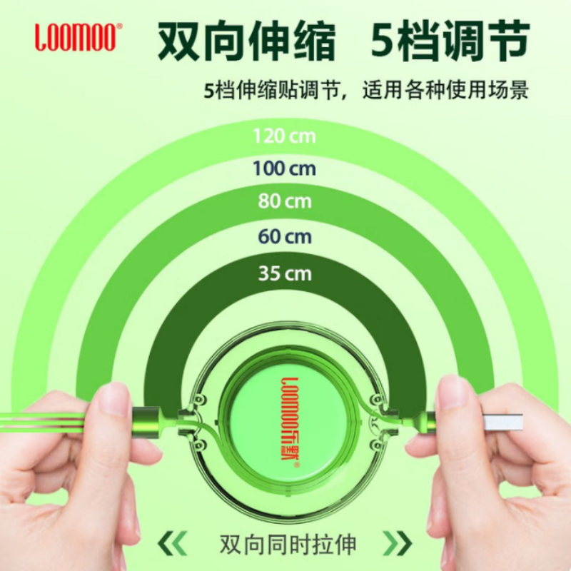 LOOMOO乐默 一拖三透明壳双拉线 LCB-323 绿色 货期1周高清大图