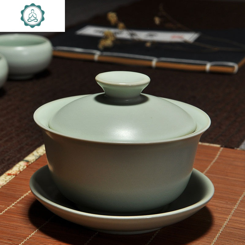 汝窑茶具茶壶天青单壶开片可养汝瓷陶瓷功夫家用茶道泡茶器 封后 S汝窑大盖碗(保证开片)