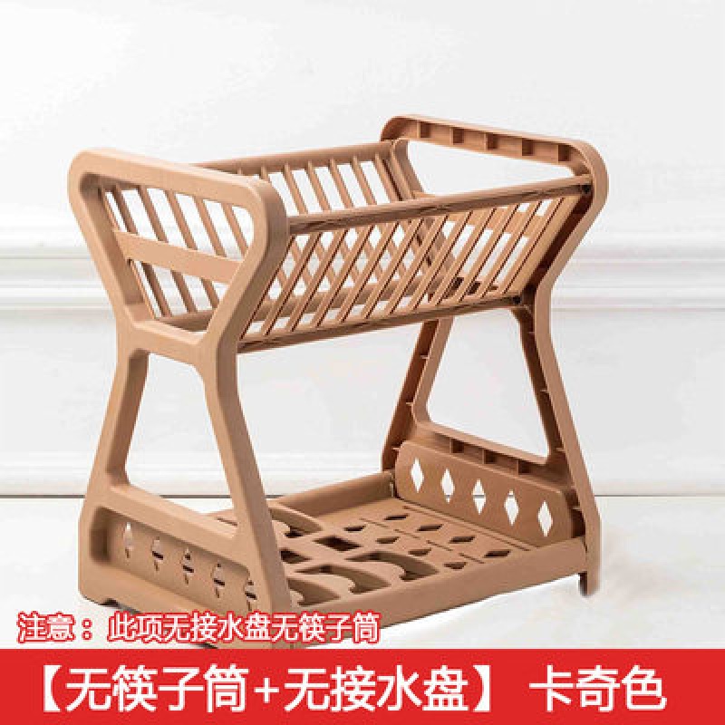 创意厨房置物架用品晾洗放沥水碗架碗柜碗碟碗筷盘收纳盒餐具架收纳柜三维工匠 卡奇色普通款【无筷子笼接水盘】10个