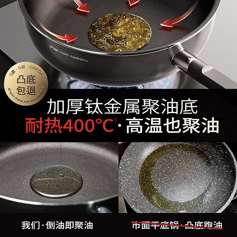 中科德马克磐石煎锅钛无涂层平底锅不粘锅家用牛排电磁炉煤气灶专用炒菜锅不沾深煎锅 26cm高清大图