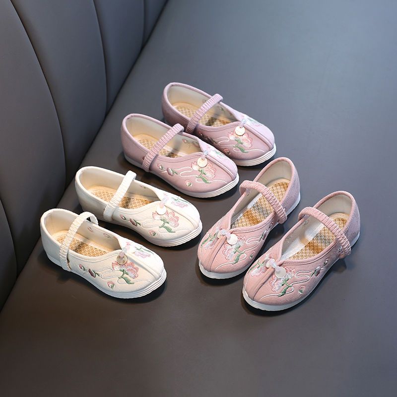 女童布鞋儿童手工绣花鞋牛筋底刺绣童鞋复古小布鞋宝宝透气汉服鞋