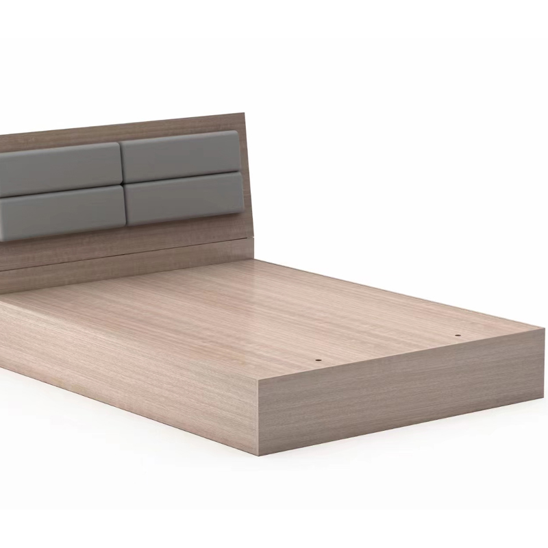 奇冠(QIGUAN)KJ系列1.5米现代简约双人床软包靠背床公寓床2000W*1500D*400Hmm肤感幻影柚木+暖白高清大图