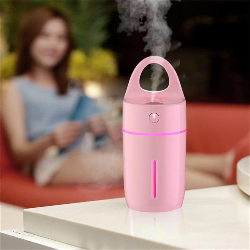 ESCASE 空气加湿器 ES-HF-03 微喷雾 静音迷你 七彩夜灯 办公室卧室车载USB 智能杯补水器补水仪 粉色
