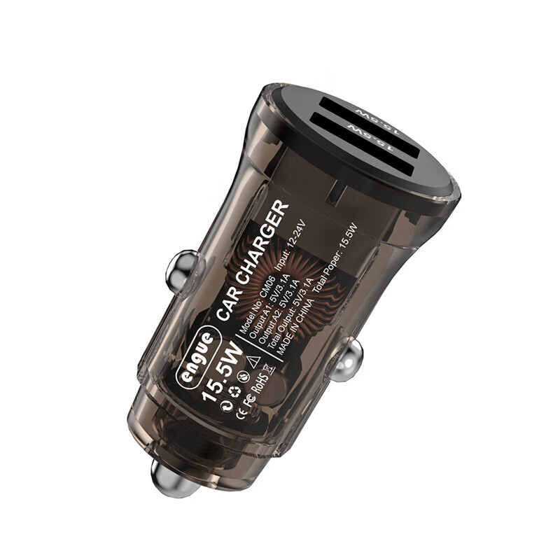 恩谷(ENGUE) 车载充电器 透明外壳15W +2USB输出 EG-CM06