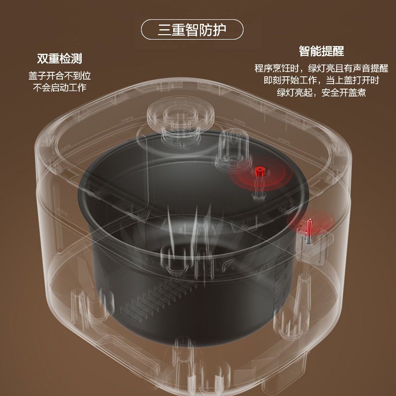 美的(midea) 电压力锅家用5L升大容量双胆多功能智能全自动煮快速饭电饭煲MY-50M5-206