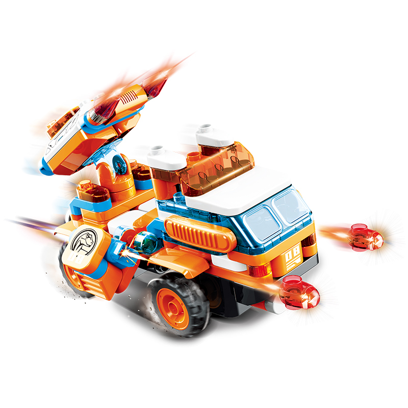 布鲁可大颗粒积木迅龙导弹车儿童玩具布鲁克男孩女孩拼装玩具积木车