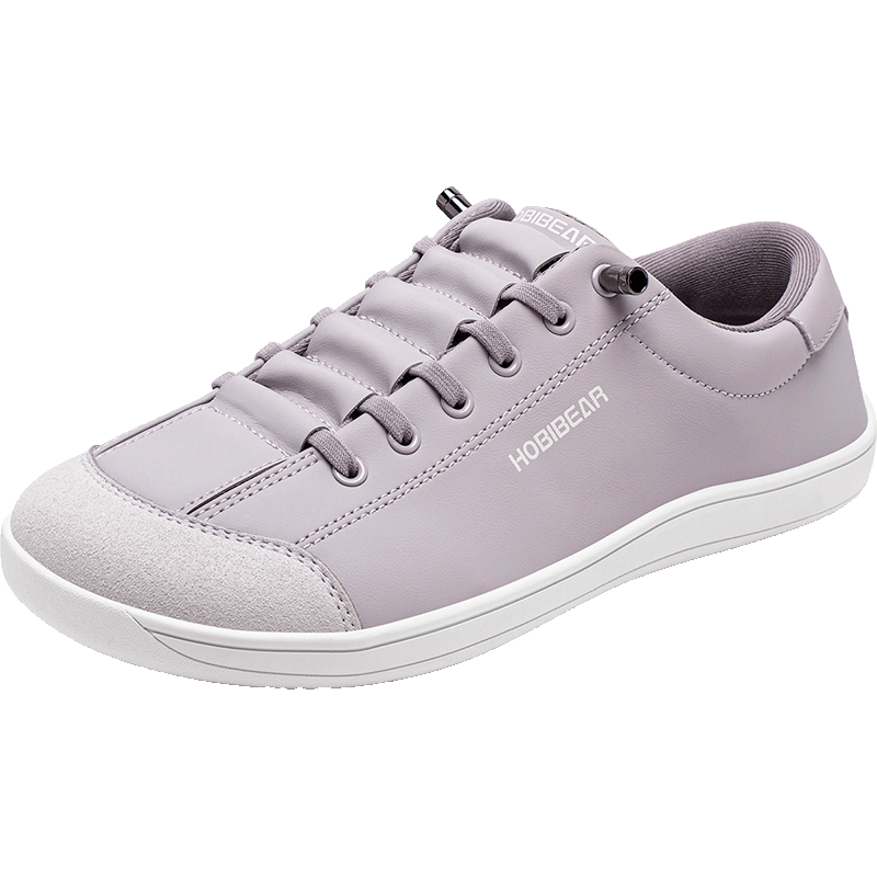 HOBIBEAR男鞋宽头零落差鞋底赤足鞋秋季皮面舒适轻便男士一脚蹬 浅紫 38码