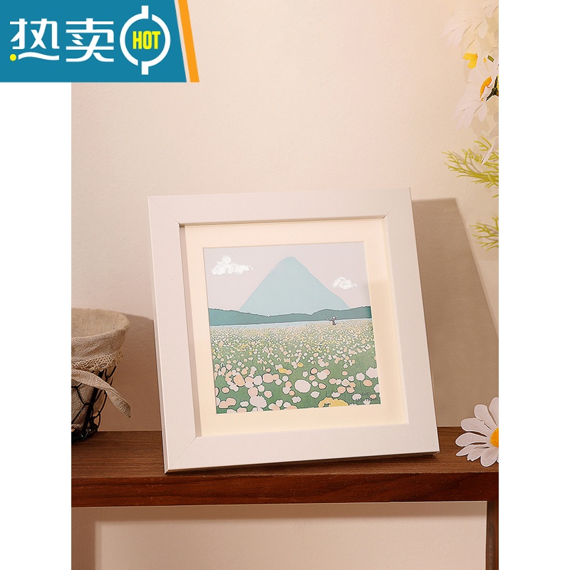 敬平油画棒作品保存画框装裱正方形四宫格九宫格相框摆台立体摆件 平面款 白色 方4寸(外框13.1*13.1cm)高清大图