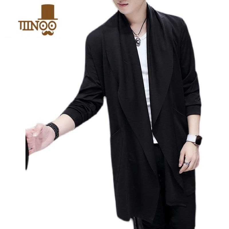 YANXU2023新款风衣男装中长款韩版修身披风防晒夏天休闲男士外套薄图片