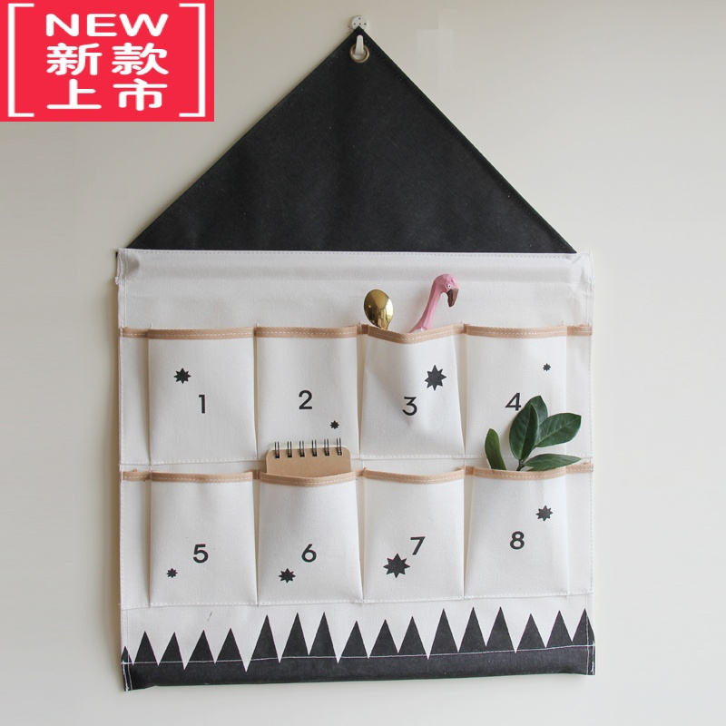 可莉允新北欧ins电表箱遮挡装饰儿童房挂袋 大收纳袋 墙挂式杂物袋多兜