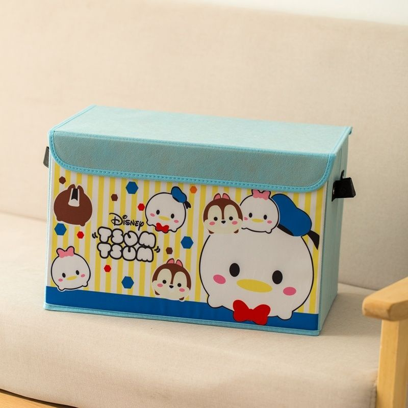 卡通家用布艺收纳盒有盖折叠整理箱衣物玩具储物盒学生宿舍收纳箱 条
