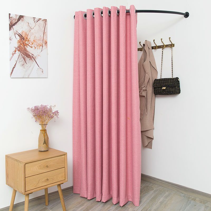 BONJEAN试衣间帘服装店更衣室帘布简易落地式移动折叠轨道换衣间杆子 粉红色0.8米半径U形杆+2米高布