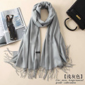 新款围巾女士秋冬款纯色披肩韩版学生大红年会围巾批发_438 浅灰色250克厚款