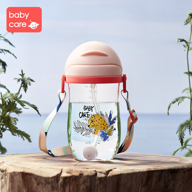 babycare吸管杯学饮杯婴儿1-3岁防漏吸管杯带重力球婴儿水杯宝宝水杯Tritan款-360ml-薄雾粉