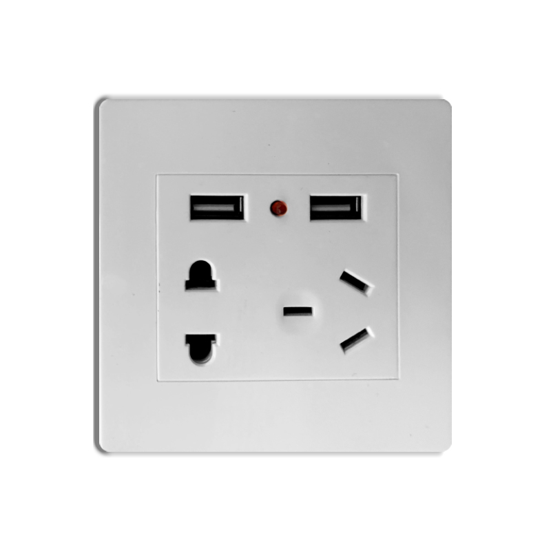 五孔面板插座双USB 220V 10A