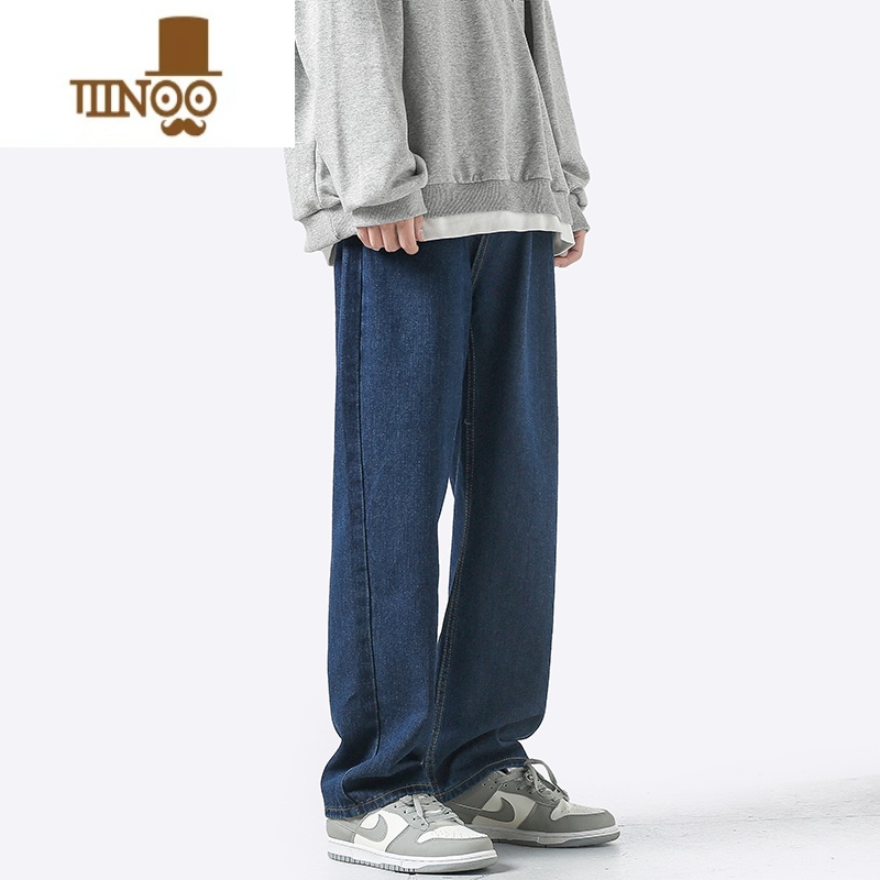 YANXU美式复古高街黄泥牛仔裤男夏季vibe潮牌水洗做旧宽松直筒街牛b式高清大图