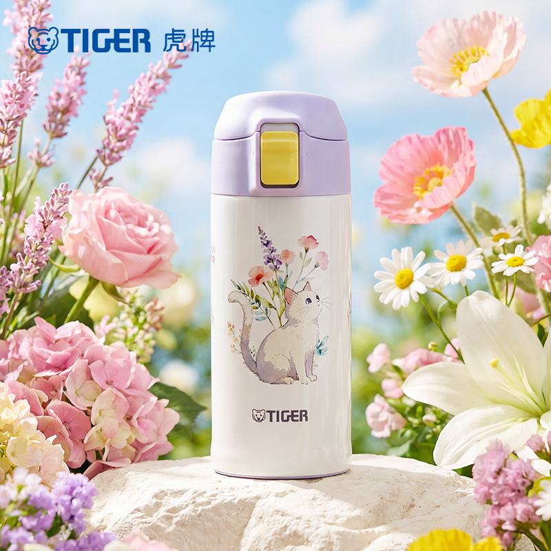 虎牌（TIGER）萌趣喵伴繁花系列新款保冷保温杯MMT-C35C-WV 350ml高清大图