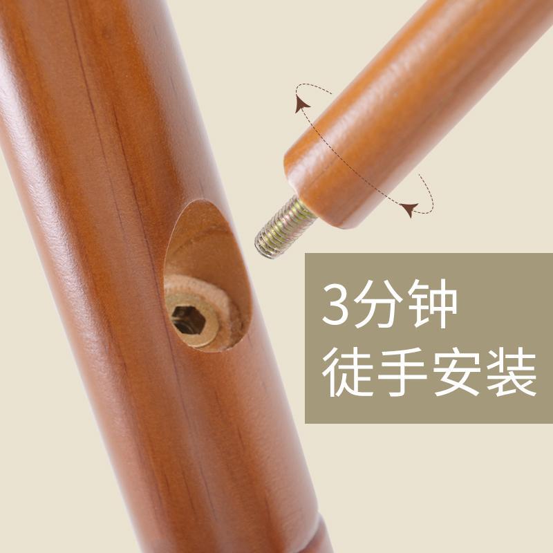 18新款衣架落地式卧室单杆式衣帽架落地实木简约现代衣服架子家用挂衣架驼色原木色