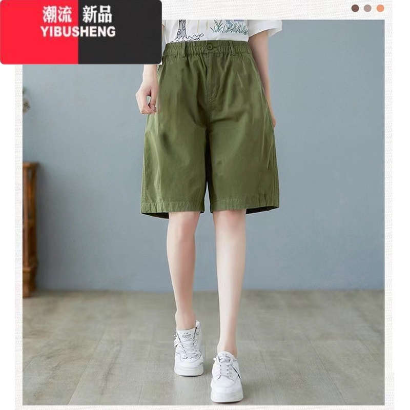 YIBUSHENG中老年女装妈妈裤子大码工装短裤女薄款休闲宽松显瘦阔腿裤子高清大图