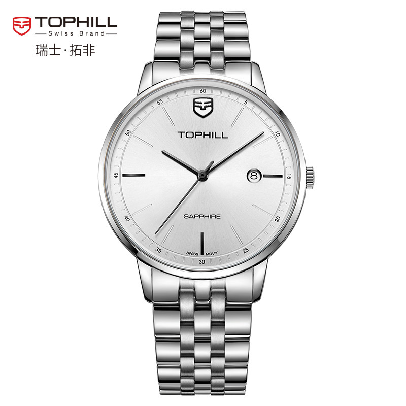 瑞士拓非(TOPHILL)手表男石英机芯男表轻薄防水TW065G男士休闲商务手表男石英表男