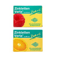 德国进口Zinkletten Verla婴儿儿童补锌片维VC咀嚼片改善厌食提高增免疫 孕妇成人可用50粒/盒[组合装]
