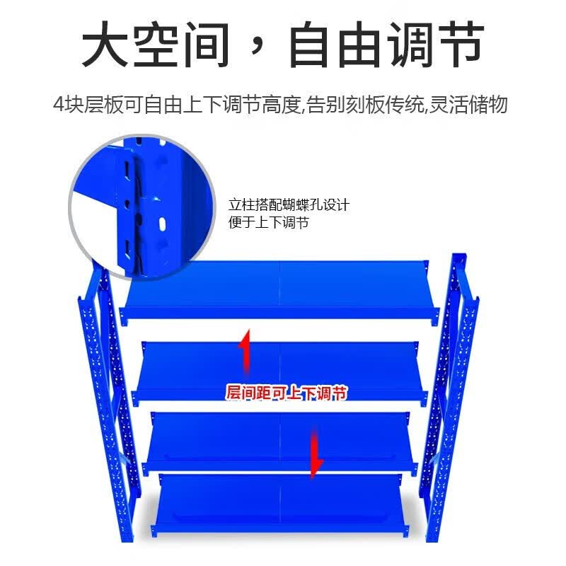 仓储货架网格板储物架多层置物架隔断铁架-白色四层主架+配网格板高30cm 150*60*200cm单层承重350KG高清大图