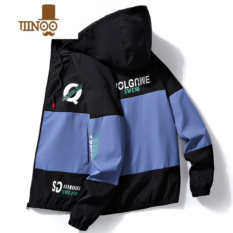 YANXU外套男休闲潮流青少年韩版男士夹克学生薄款连帽工装百搭上衣高清大图