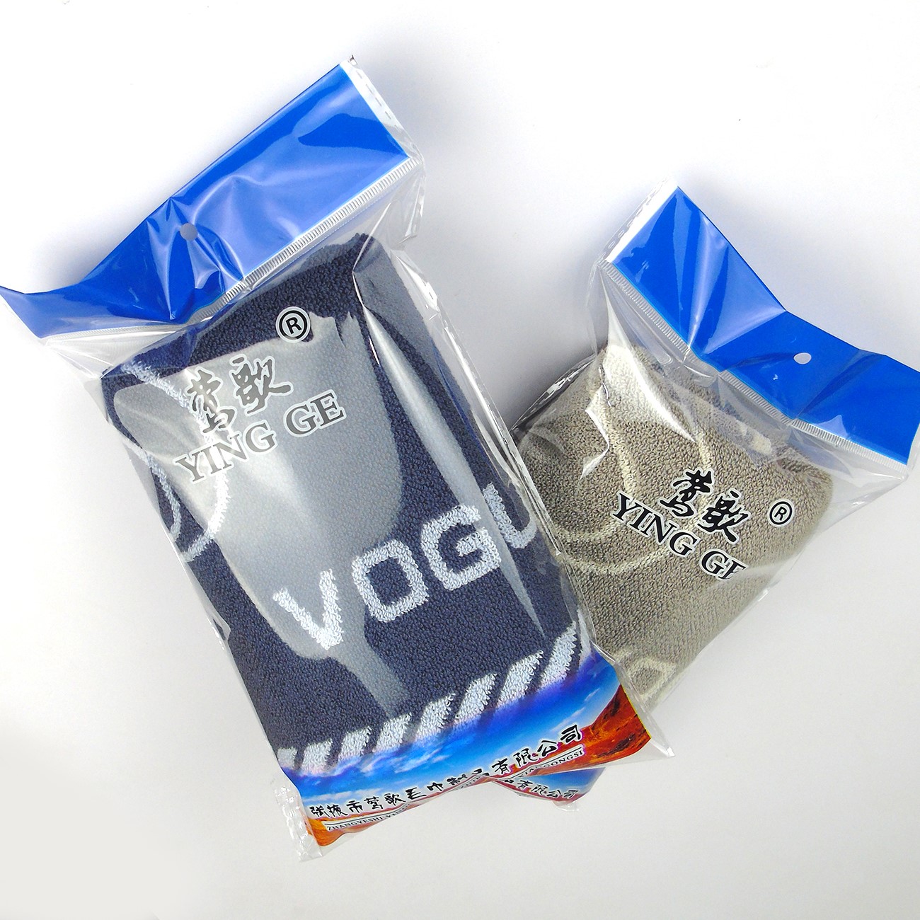 莺歌精梳极限32股晨夕毛巾75*35(灰,蓝二色随机120g独立包装)条高清大图