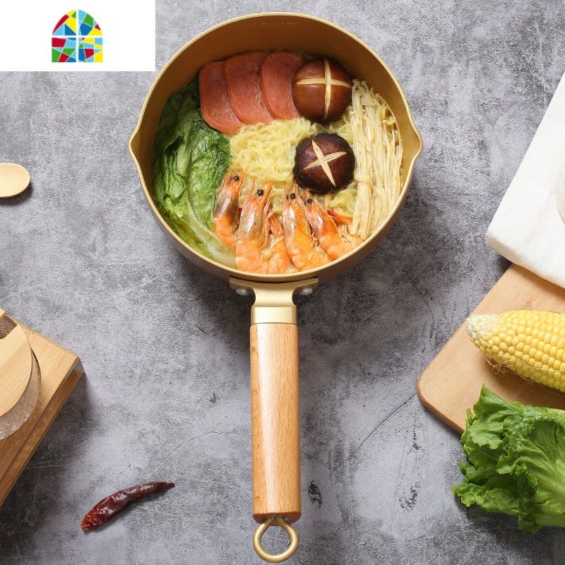 日式雪平锅不粘锅小汤锅泡面不粘锅婴儿宝宝辅食锅奶锅电磁炉锅具 FENGHOU 18cm大金雪平锅+锅盖图片