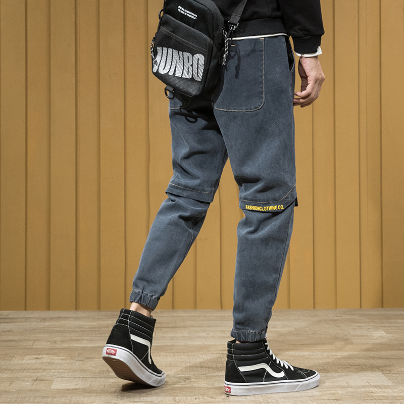 newlake秋季厚款牛仔裤男宽松加肥加大码胖子束腿裤秋冬日系潮牌收脚