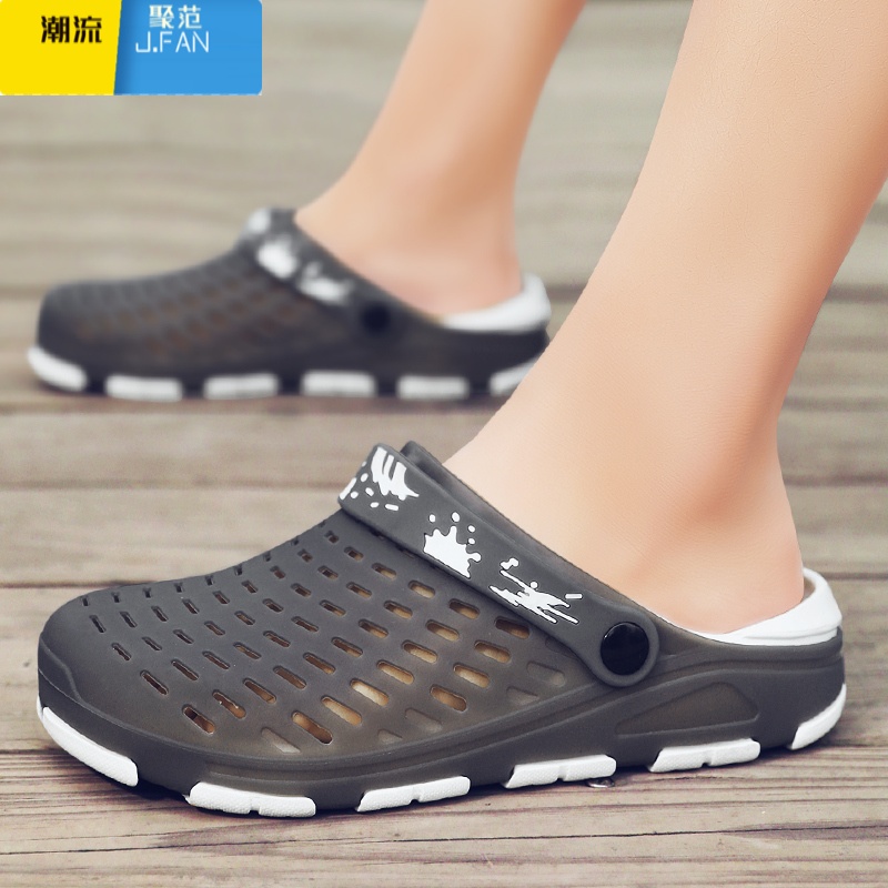 聚范2024新款鞋子拖鞋洞洞鞋夏季网红男士外穿两用半拖鞋防滑凉鞋男款高清大图