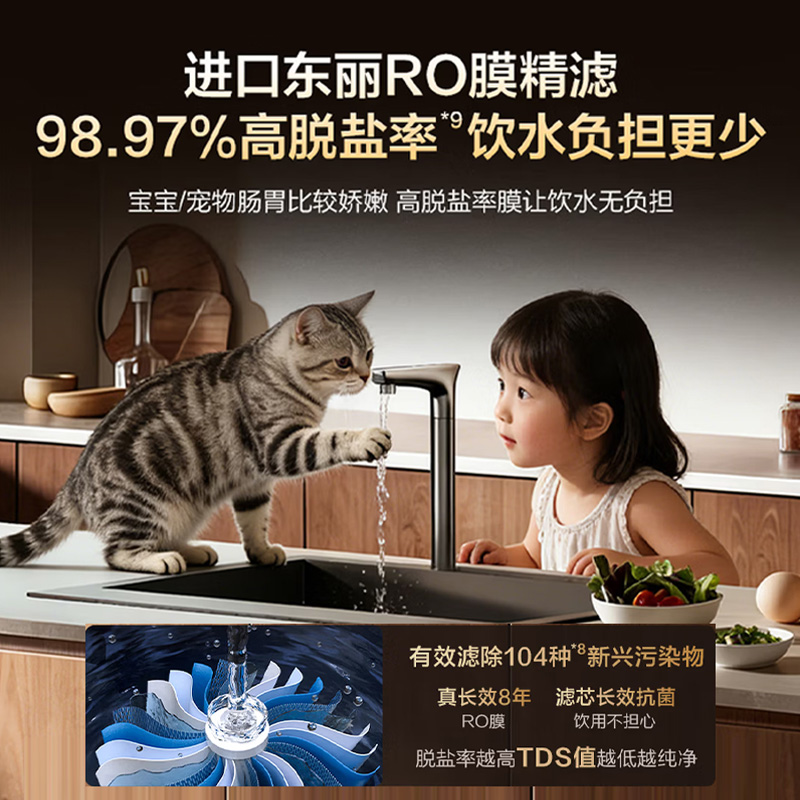 海尔(Haier)净水器 鲜活水自净化P7抑菌0阻垢1400G反渗透真8年长效RO膜 智能龙头UV抑菌厨下净水机R501高清大图