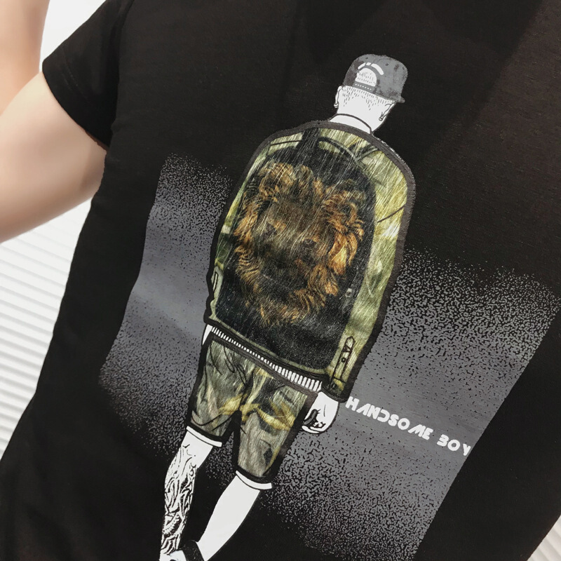 社会精神小伙短袖T恤男2018夏季新款韩版潮流半袖T恤青年衣服学生