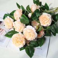 宫薰 仿真花摆件牡丹花假花室内绢花塑料花客厅装饰花摆件插花干花摆设花束（一束2只） 3束装香槟色