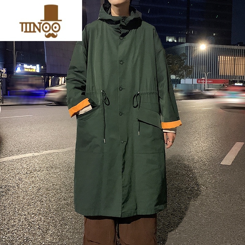 YANXU登风衣男士新款设计感小个子垂感外套中长款秋季日式大衣高清大图