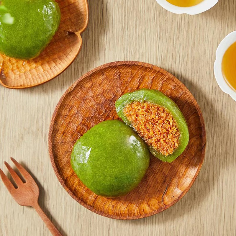 好拾味 冷冻蛋黄肉松青团6粒装240g 艾草豆沙青团子清明果 江南特产 