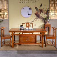 卓澳(ZHUOAO)榆木功夫茶桌家用中式实木茶桌椅组合中式茶台一桌五椅