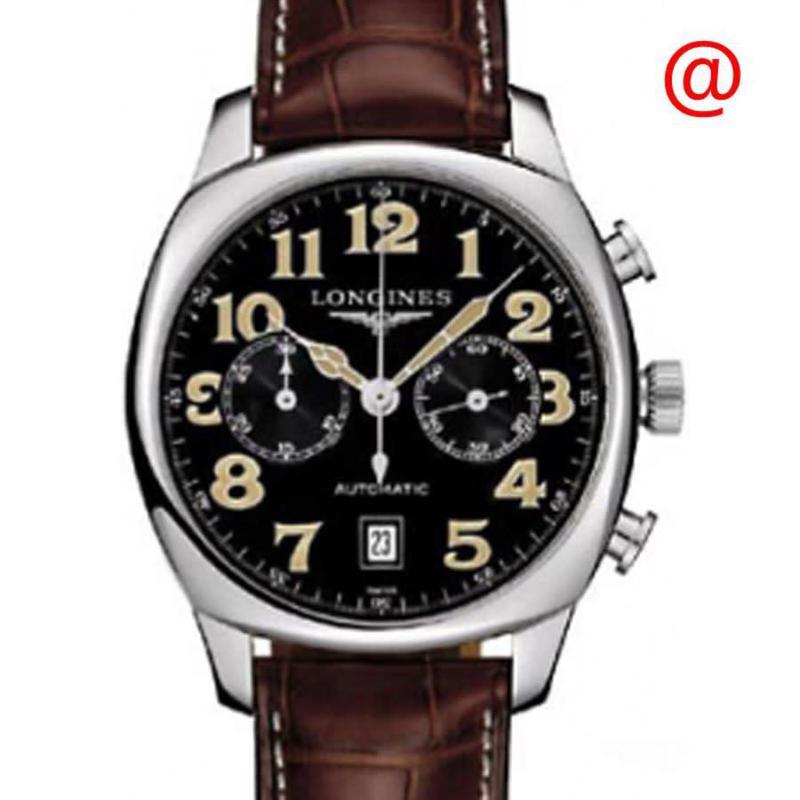 浪琴longines男士spirit计时鳄鱼皮黑色表盘时尚百搭机械手表lng