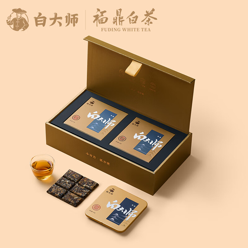 白大师福鼎高山老白茶经典小方片2017年寿眉礼盒紧压茶叶240g高清大图