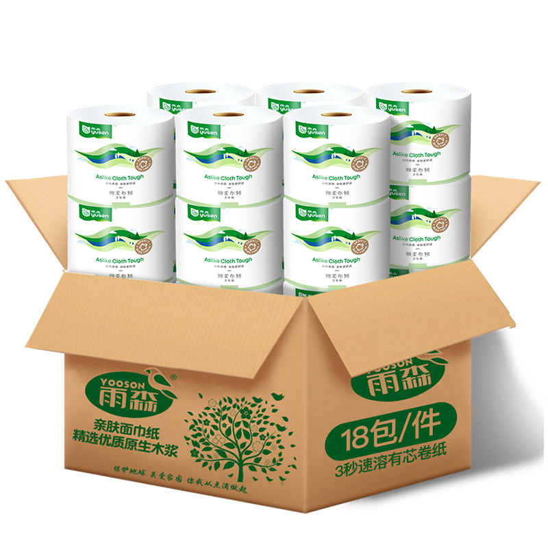 雨森 绵柔布韧空心卷18卷*150g/箱