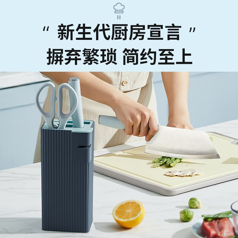 苏泊尔(SUPOR)刀具套装五件套切片刀果蔬刀厨房家用菜刀水果刀切肉刀 TK2119E雅致蓝高清大图