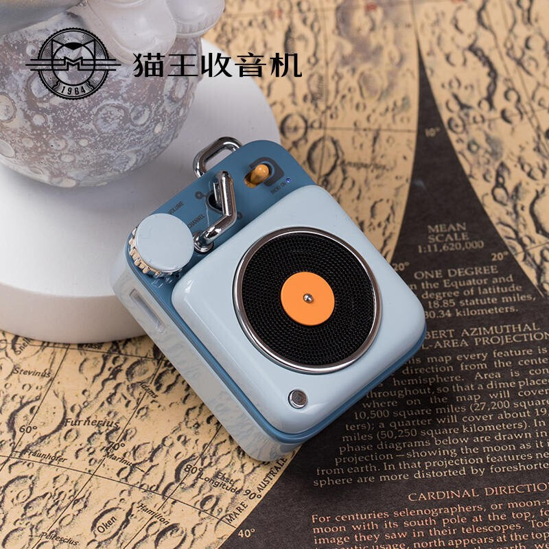猫王音响 原子唱机B612小收音机蓝牙音箱mini迷你便携式无线复古桌面智能语音AI户外音乐播放器 童心蓝高清大图